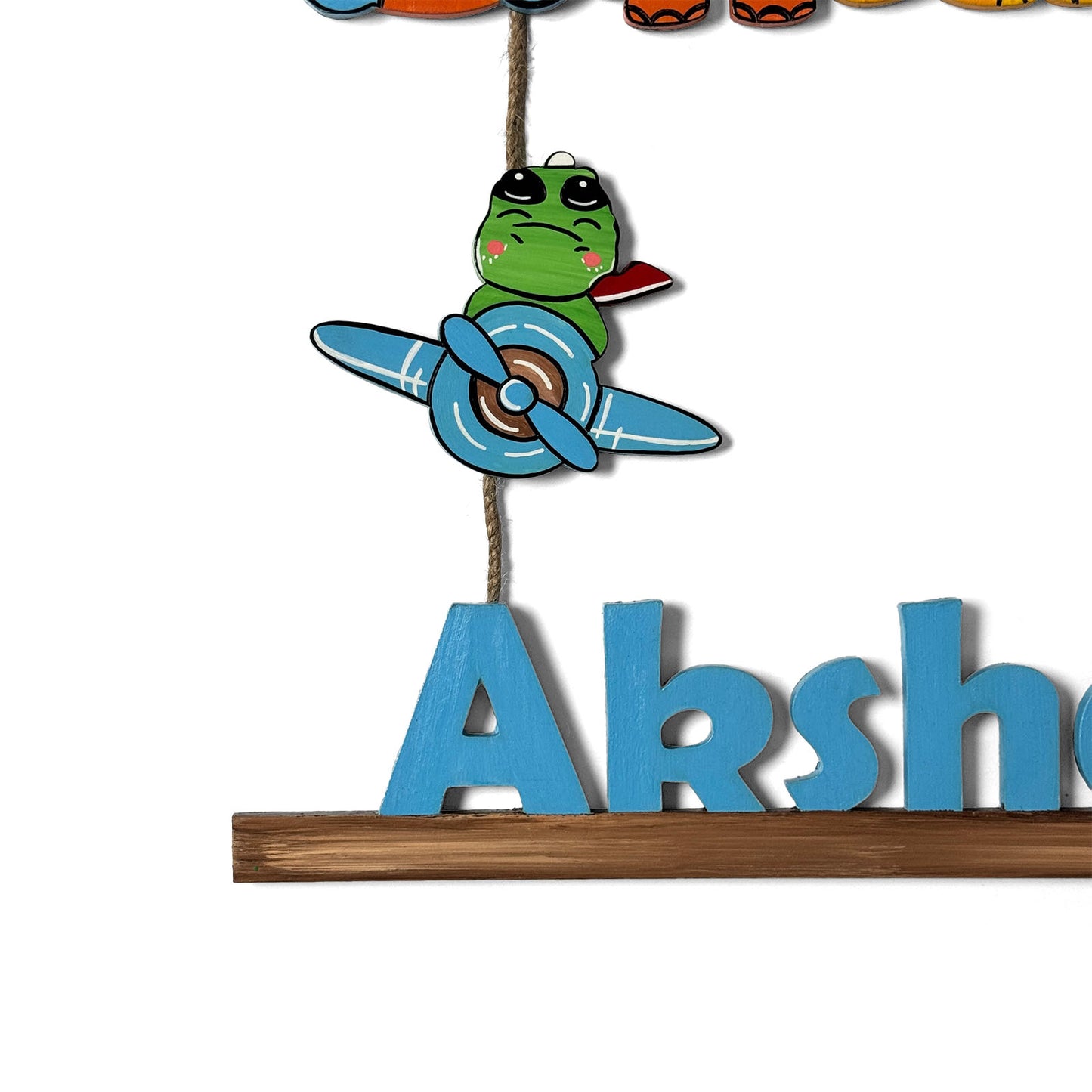 Dinosaur Themed Hand-Painted Wooden Kids Name Plate