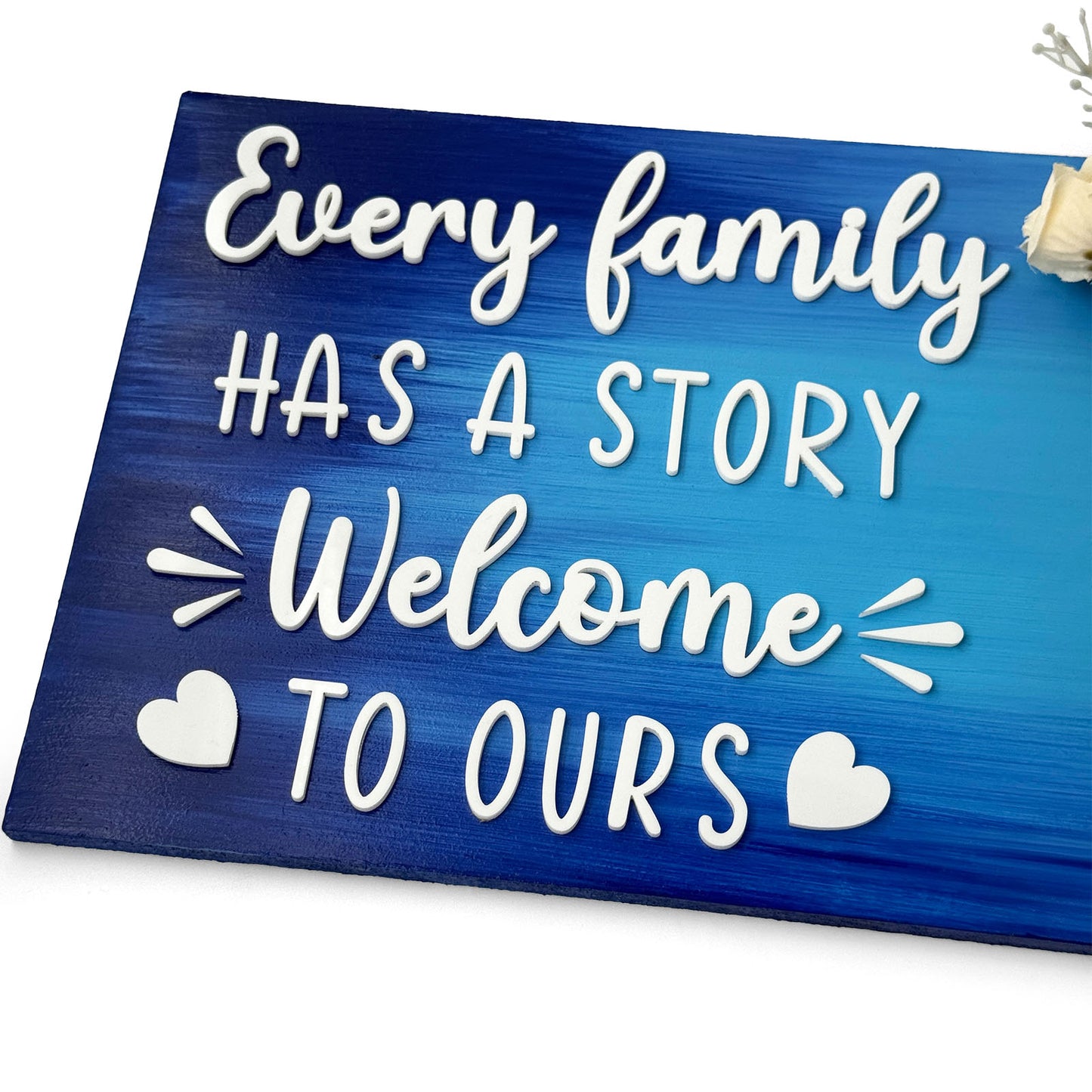 Every Family Has A Story Welcome To Ours Hand-Painted Wooden Name Plate With Jar For Home - Only Jar Board
