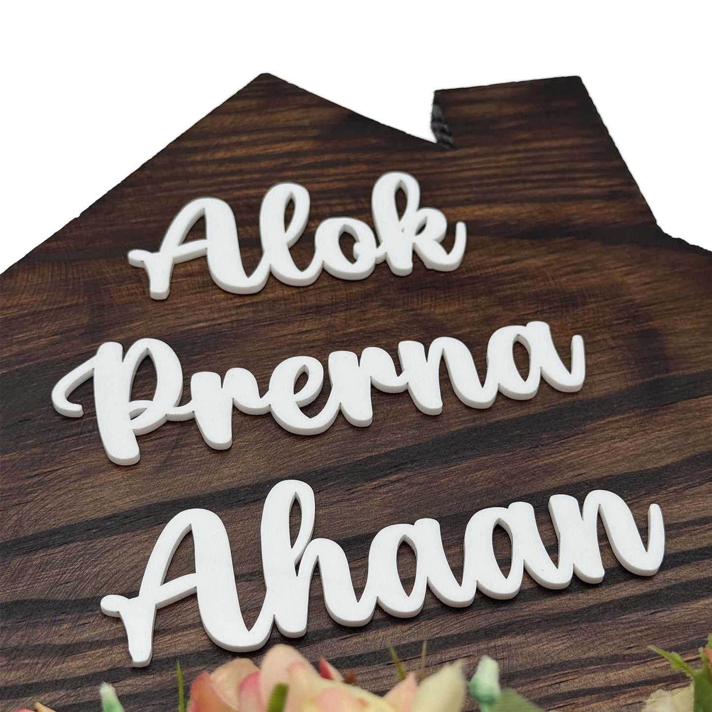 Hut-Shaped Hand-Painted Wooden Planter Name Plate For Home - Wooden Finish