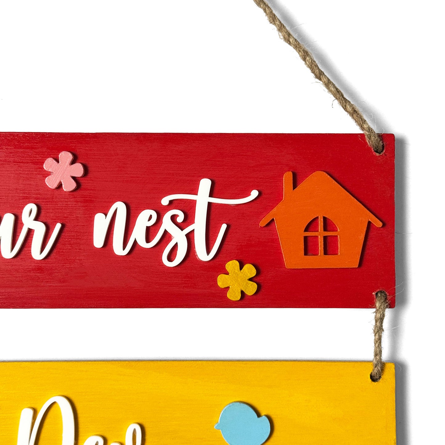 Welcome To Our Nest Hand-Painted Wooden Three Plank Name Plate For Home