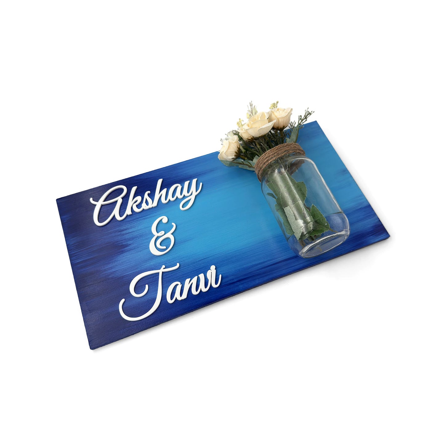 Hand-Painted Wooden Name Plate With Jar For Home - Only Jar Board