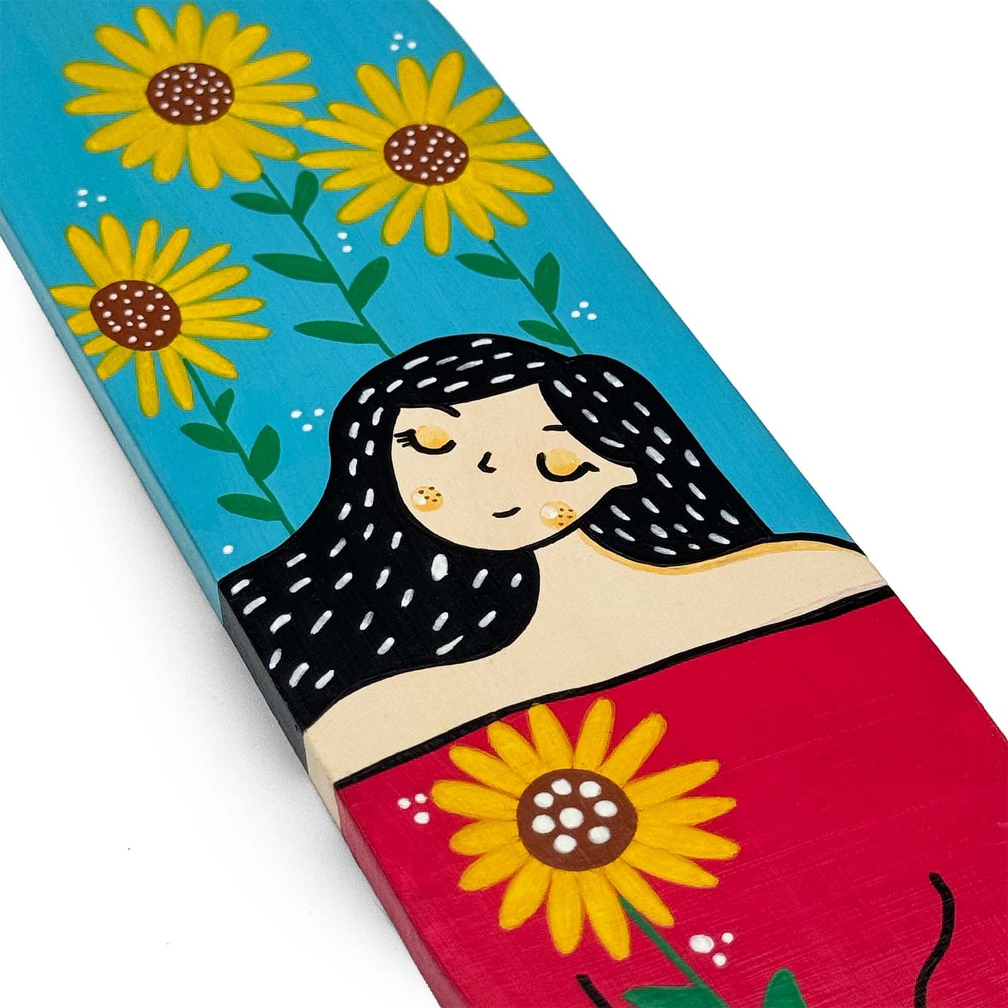 Girl With Flowers Hand-Painted Wooden Oval Wall Hanging