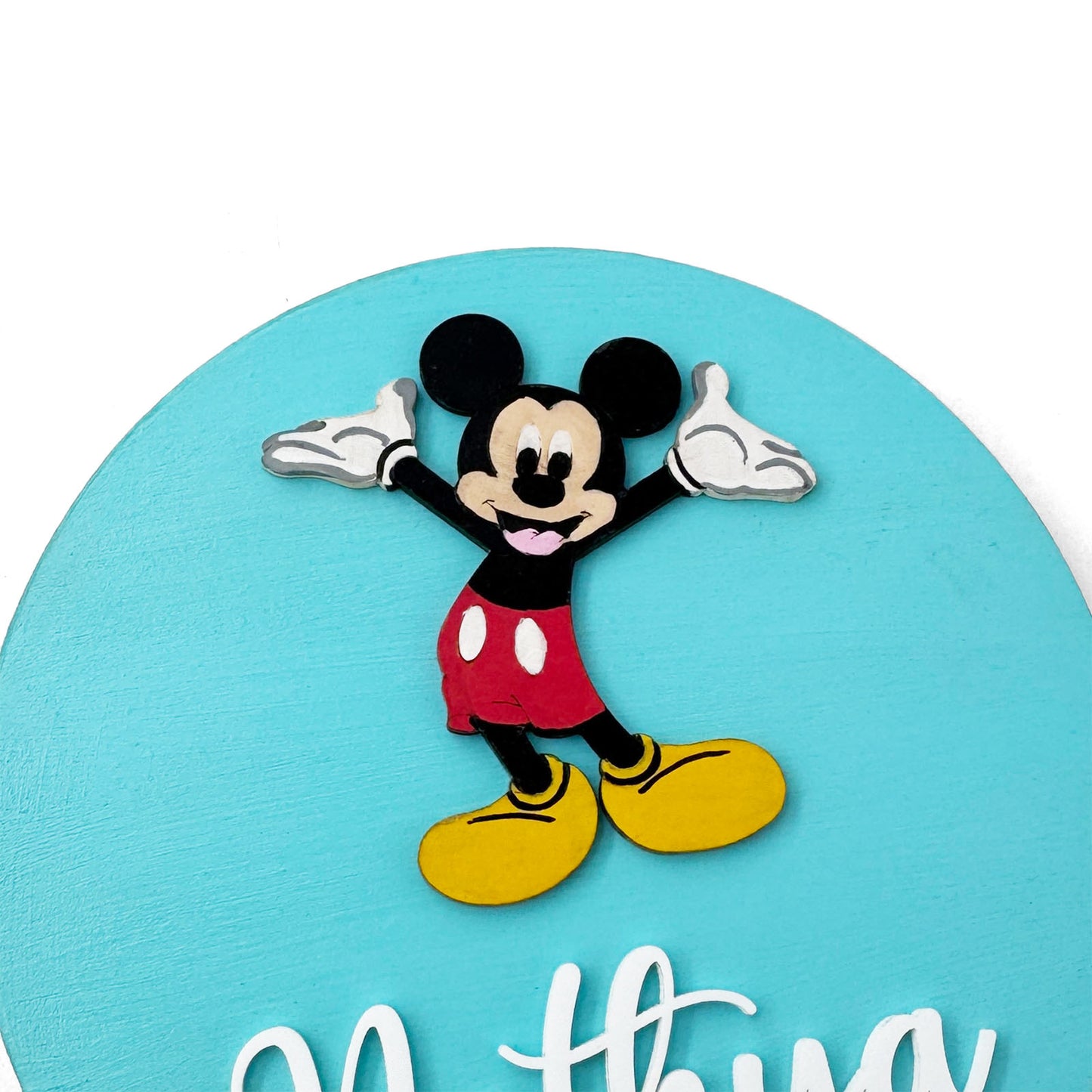Mickey Mouse Themed Hand-Painted Wooden Name Plate For Kids