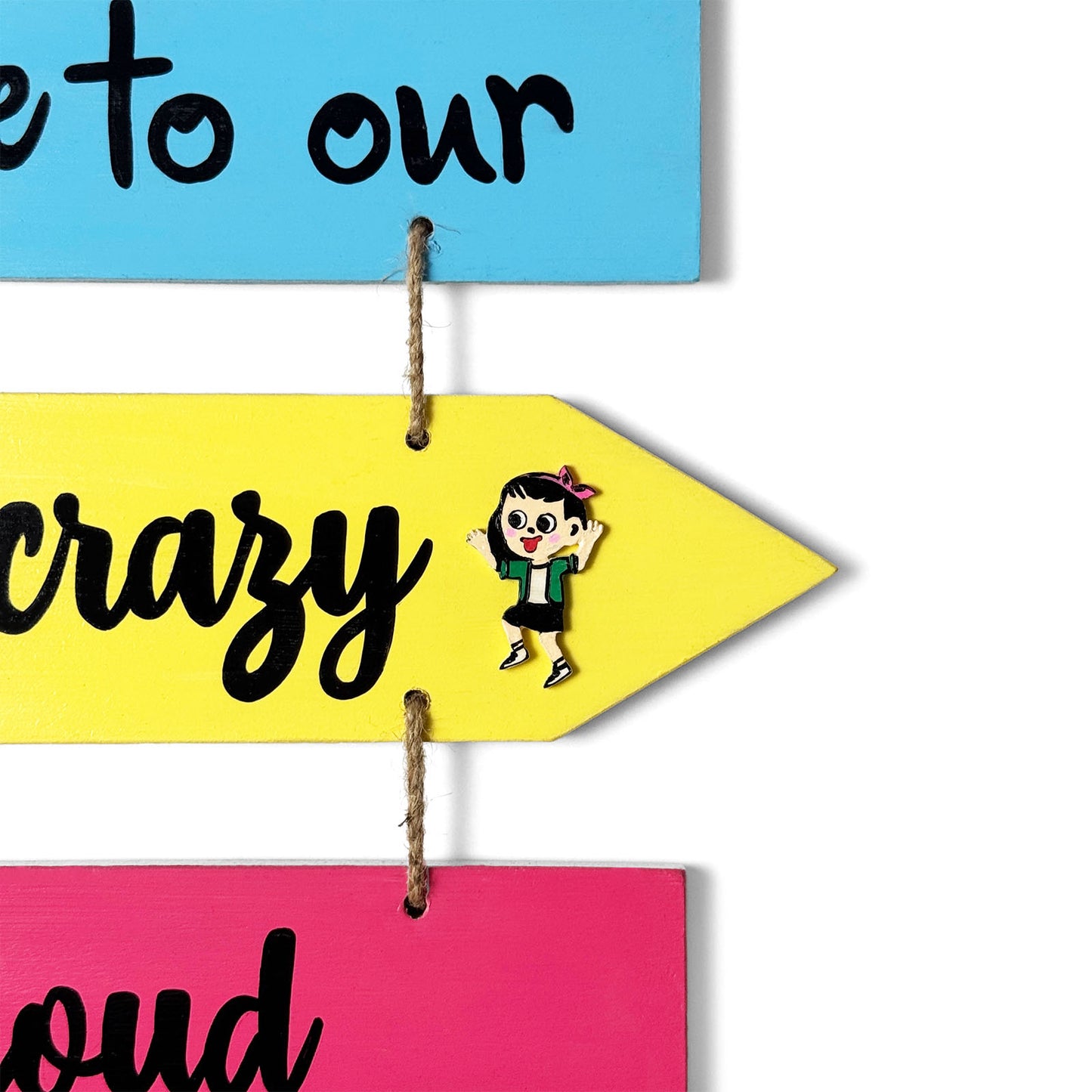 Welcome To Our Home Hand-Painted Wooden Arrow Plank Wall Hanging - Design 6