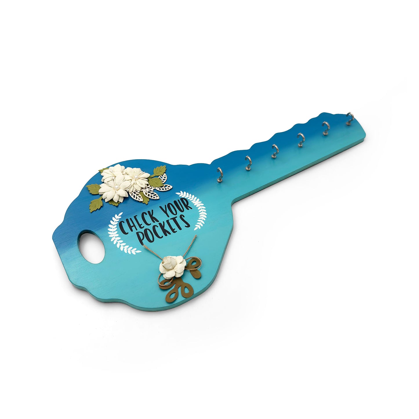 Hand-Painted Wooden Key Holder - Check Your Pockets