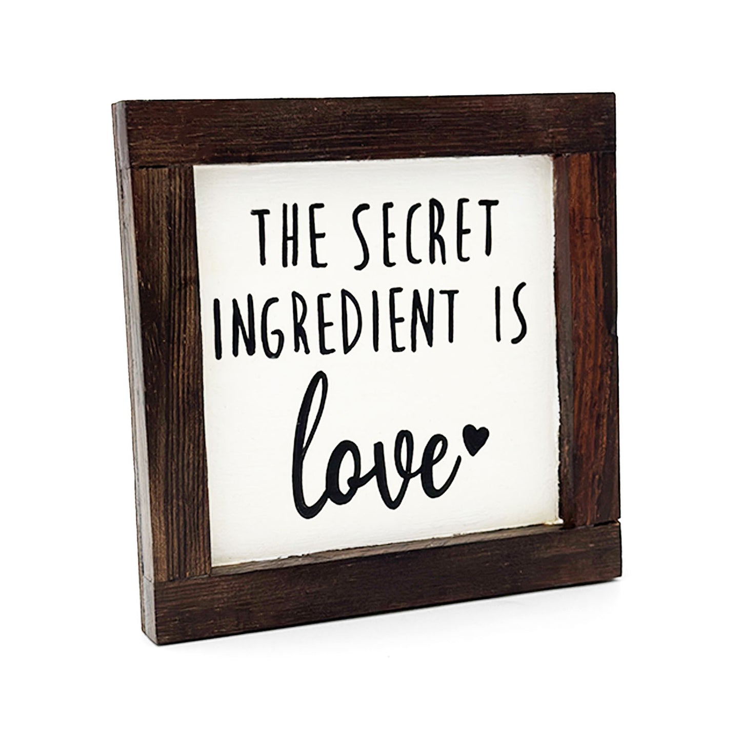 The Secret Ingredient Is Love  Hand-Painted Wooden Kitchen Wall Frame - Wooden Finish