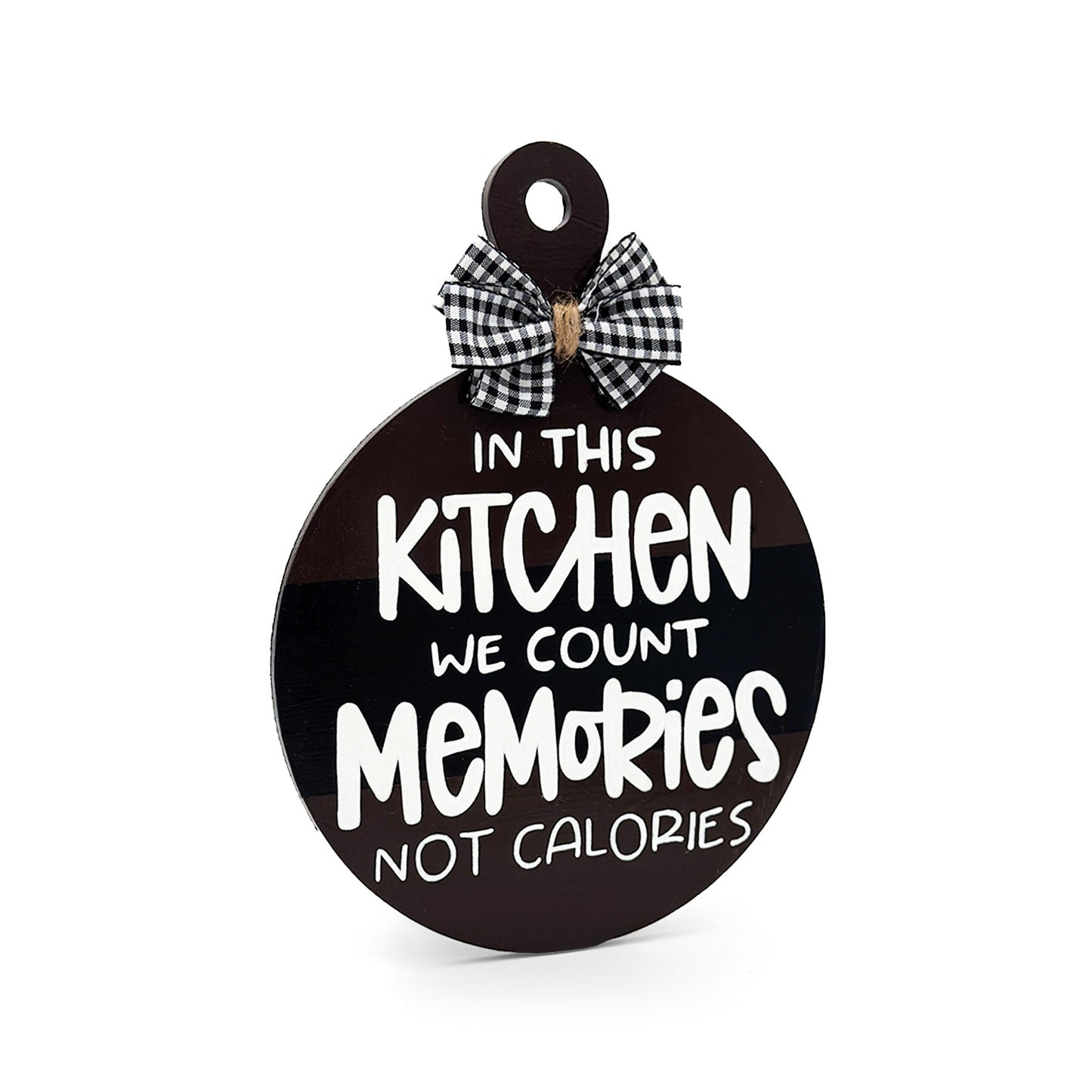 Count Memories Not Calories Hand-Painted Wooden Round Chopping Board Kitchen Wall Hanging - Brown