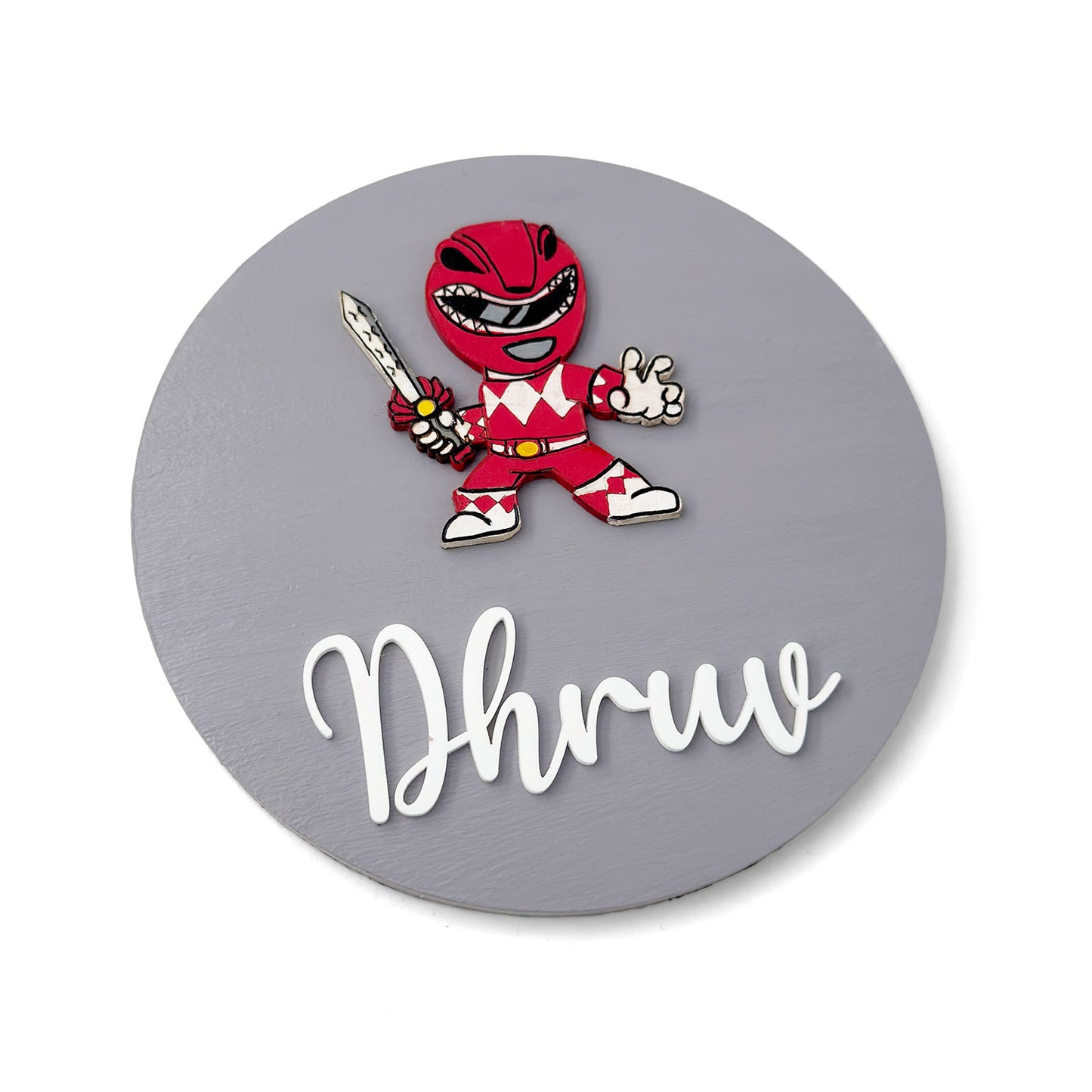 Power Rangers Themed Hand-Painted Wooden Name Plate For Kids