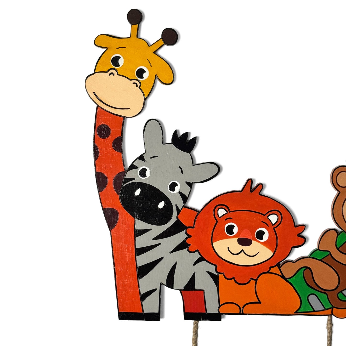 Animal Themed Hand-Painted Wooden Kids Name Plate - Design 4