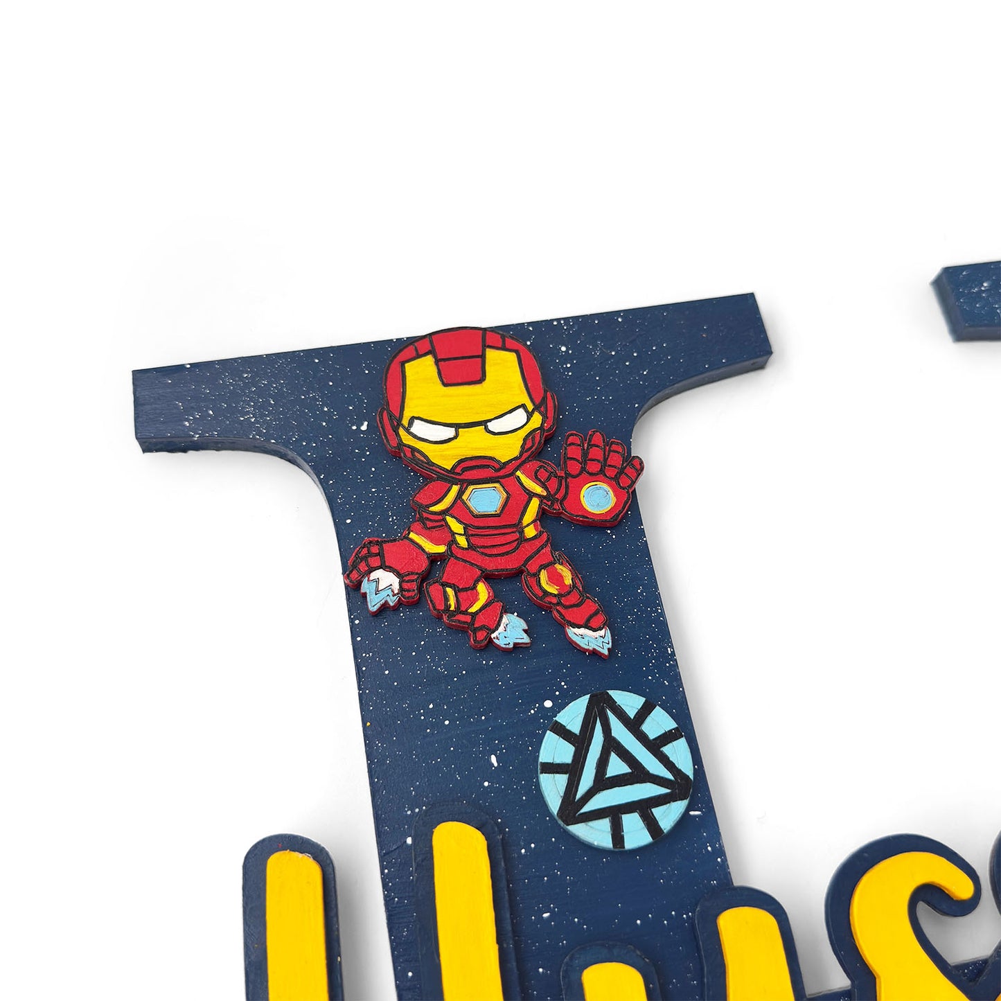 Superheroes Avengers Themed Layered Alphabet Initial Hand-Painted Wooden Kids Name Plate - Design 1