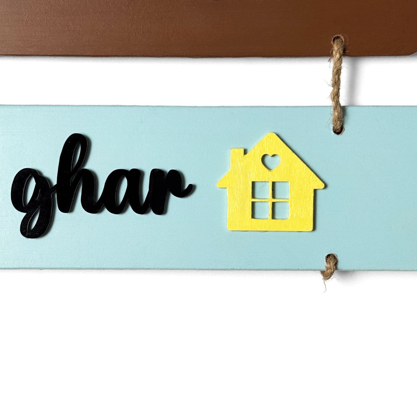 Ghar Hand-Painted Wooden Arrow Plank Name Plate For Home