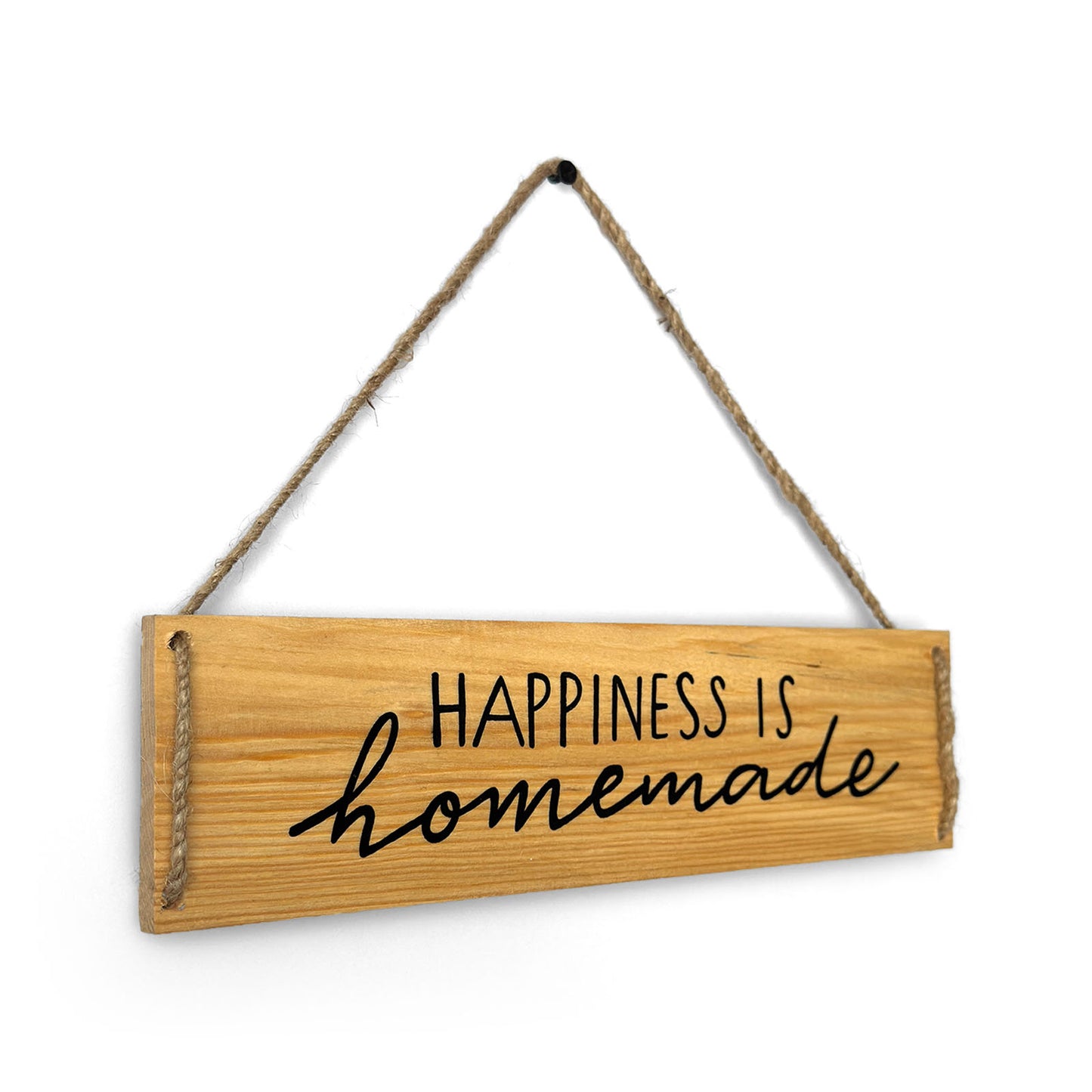Happiness Is Homemade Hand-Painted Wooden Kitchen Wall Hanging - Natural Wood