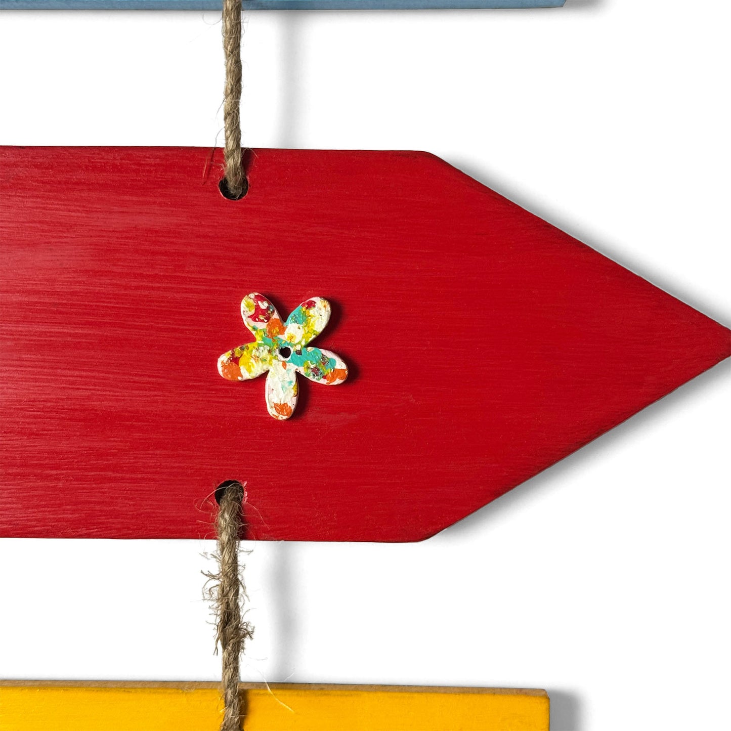 Welcome To Our Happy Place Hand-Painted Wooden Arrow Plank Name Plate For Home - Four Planks