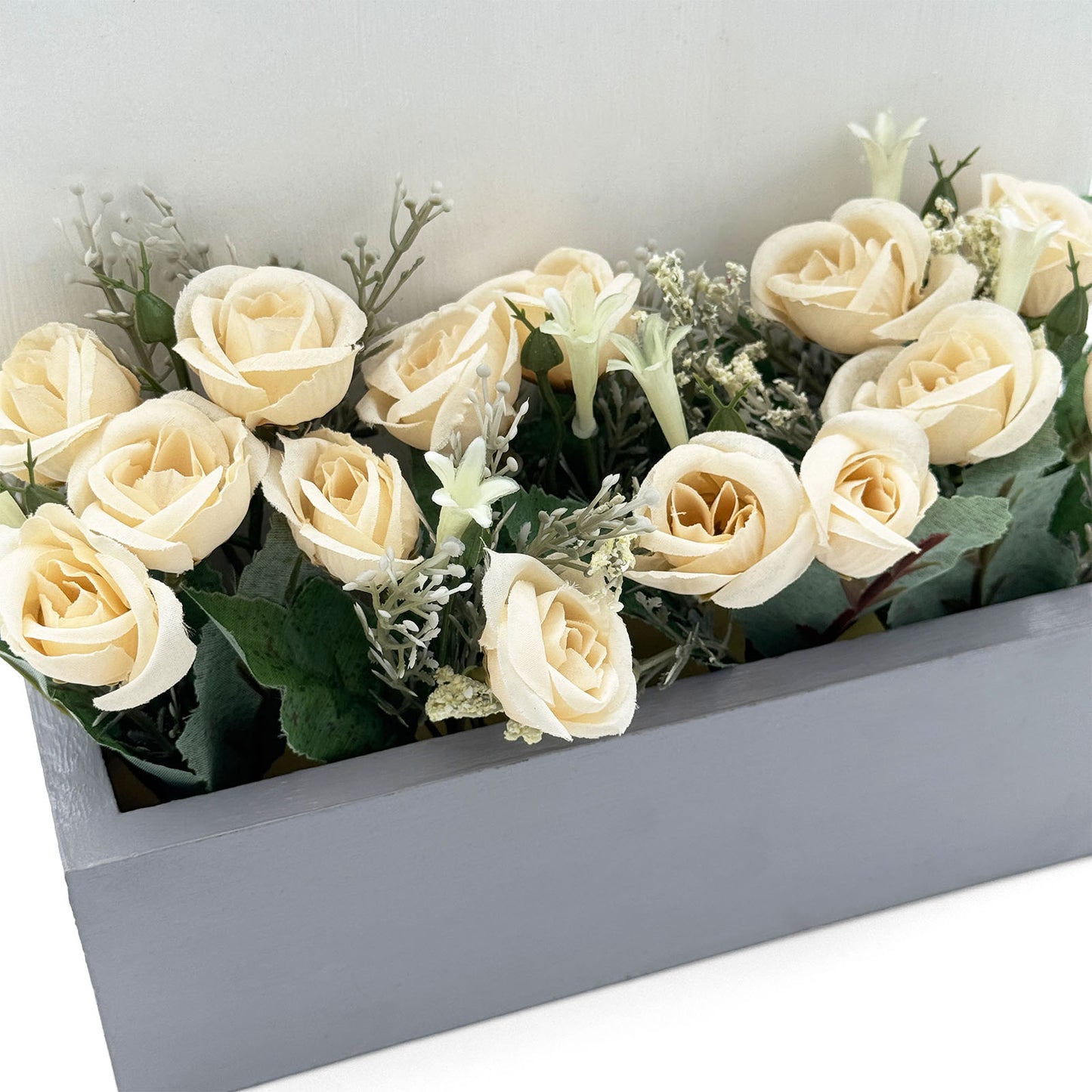 Hut-Shaped Hand-Painted Wooden Planter Name Plate For Home - White & Grey