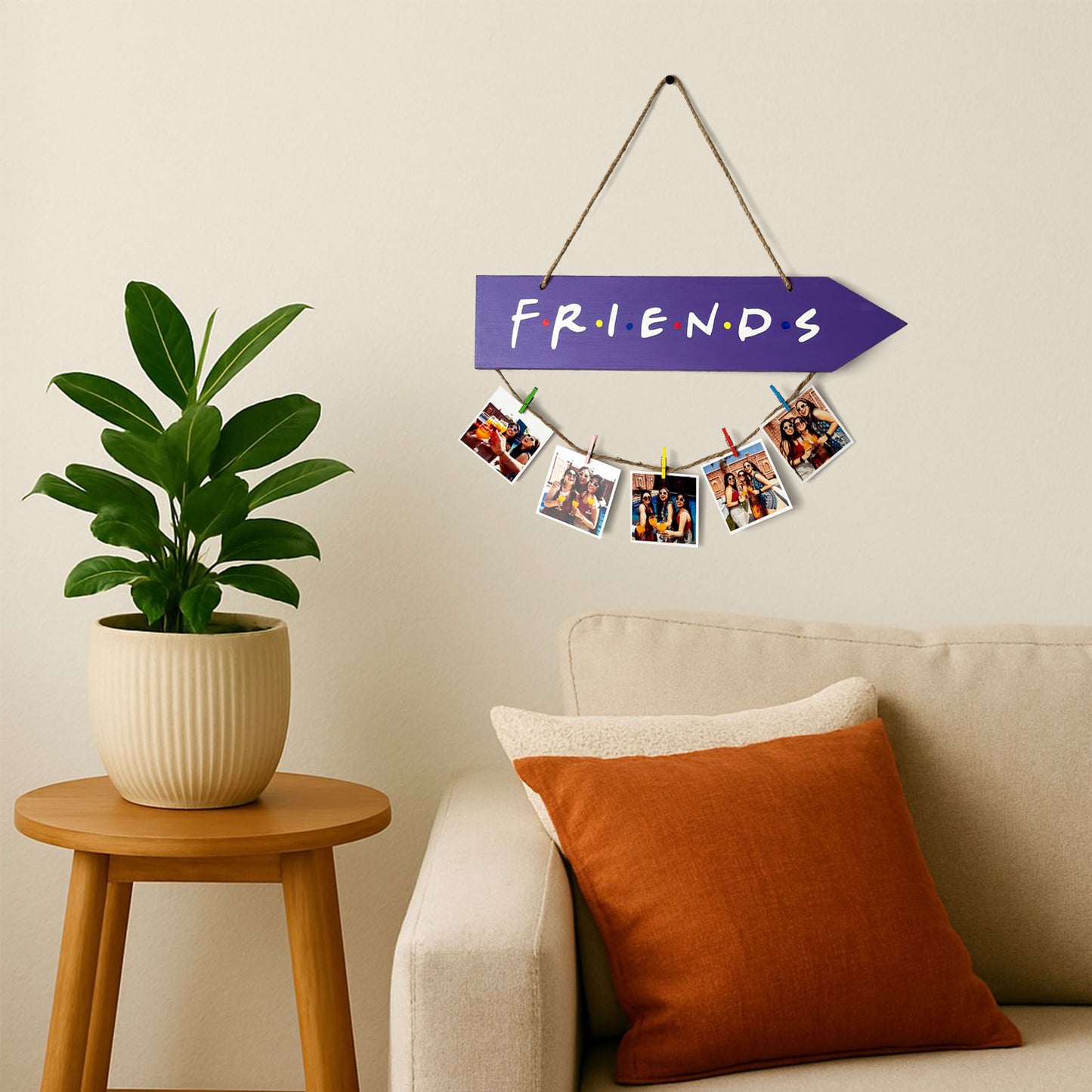 F.R.I.E.N.D.S. Hand-Painted Wooden Arrow Photo Holder