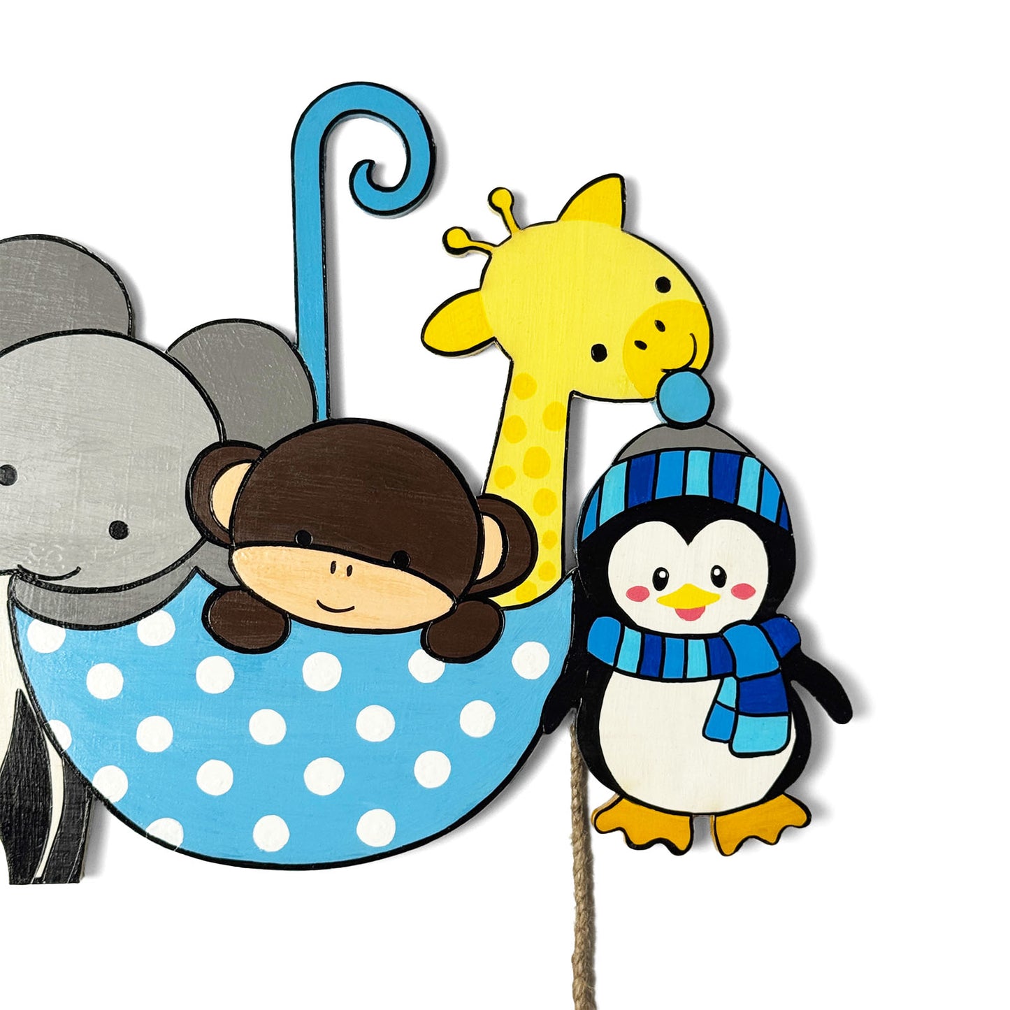 Animal Themed Hand-Painted Wooden Kids Name Plate - Design 1