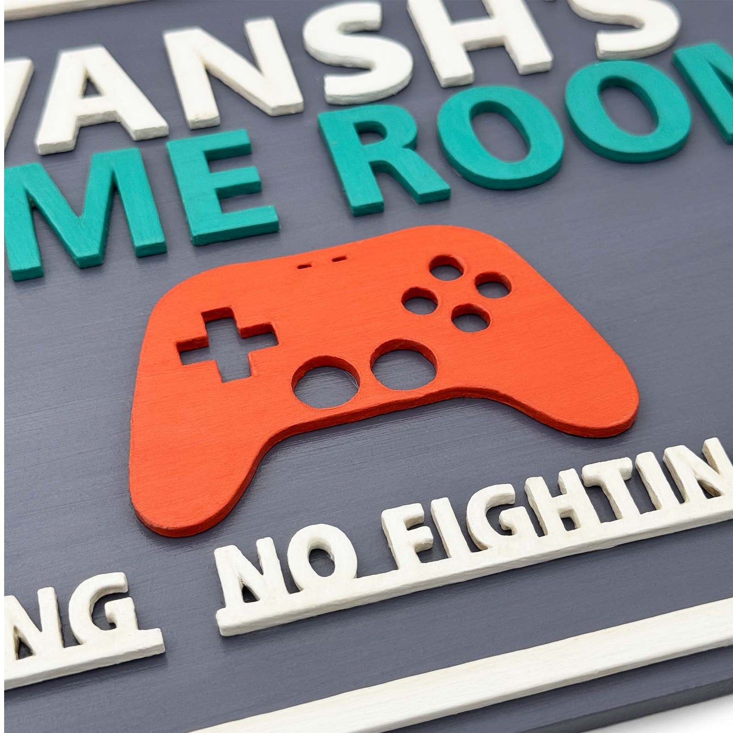 Game Room Themed Hand-Painted Wooden Kids Name Plate