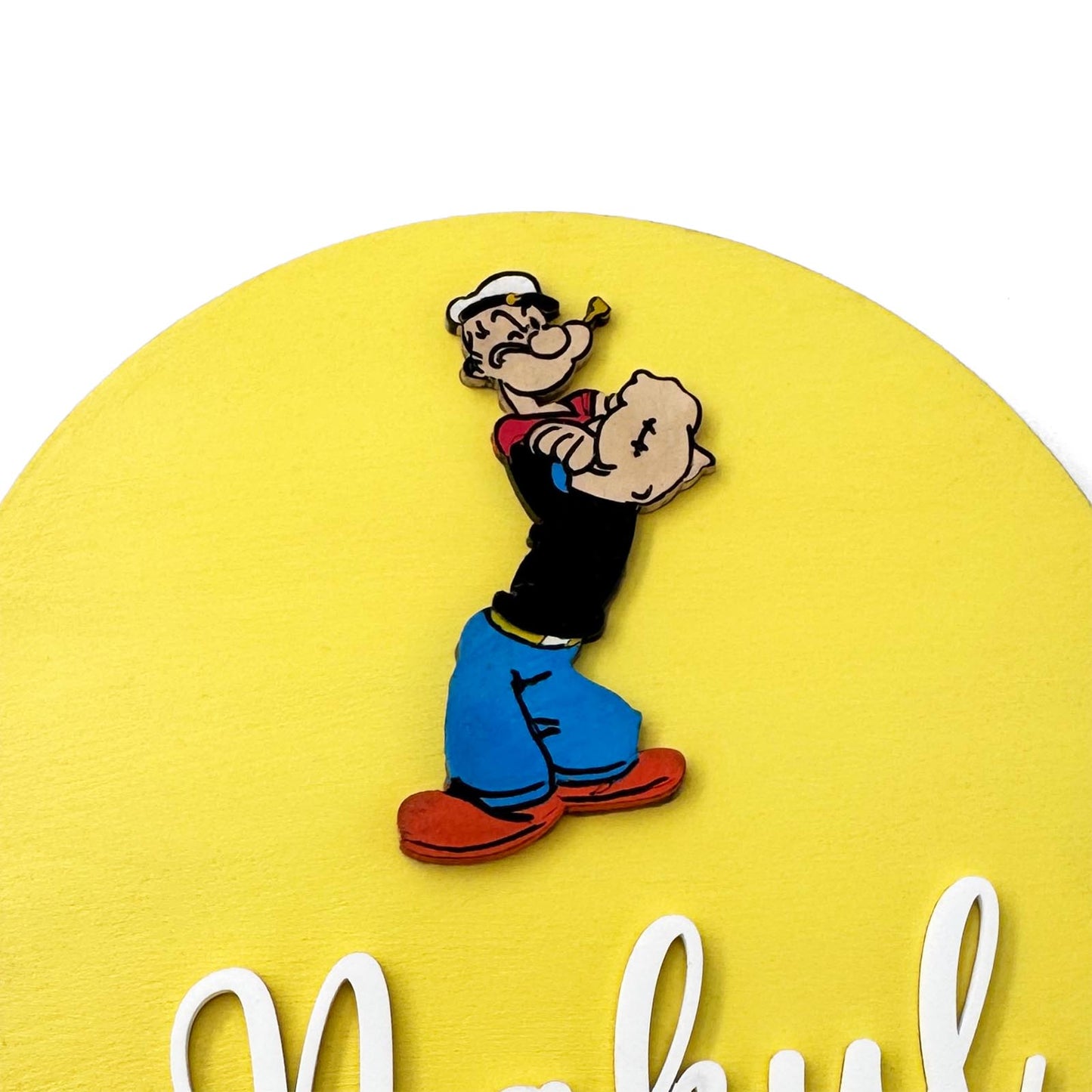 Popoye Themed Hand-Painted Wooden Name Plate For Kids