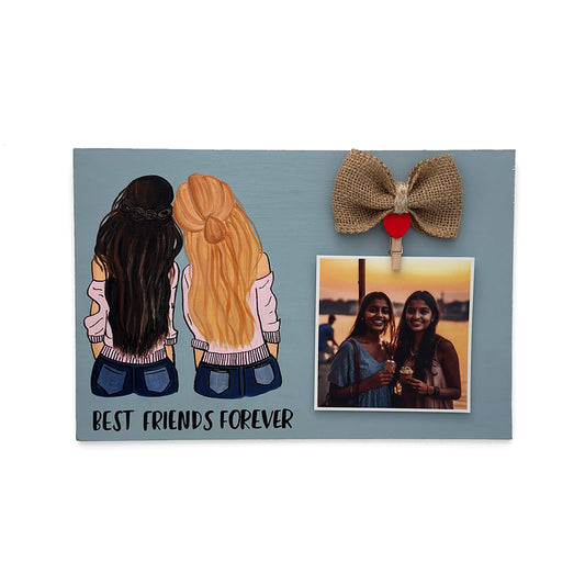 Best Friends Forever Hand-Painted Wooden Photo Holder - Light Grey