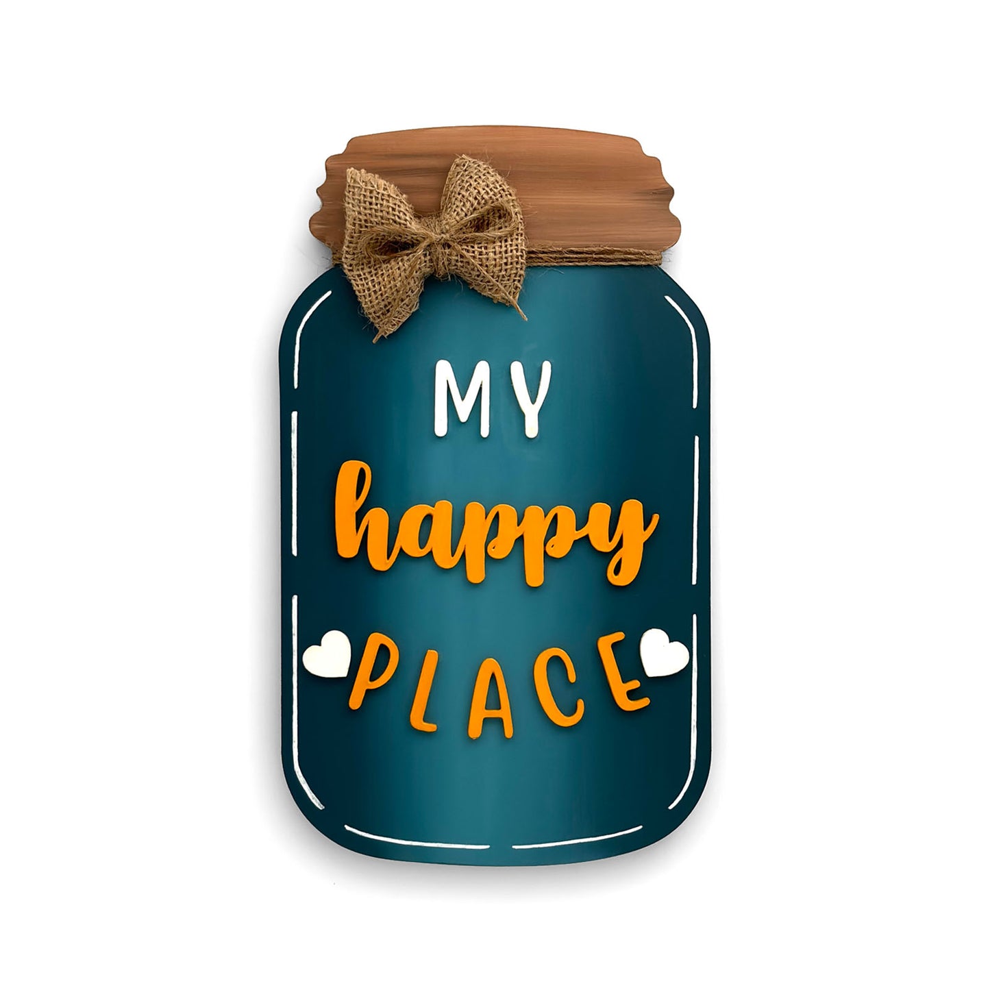 My Happy Place Hand-Painted Wooden Jar Wall Hanging