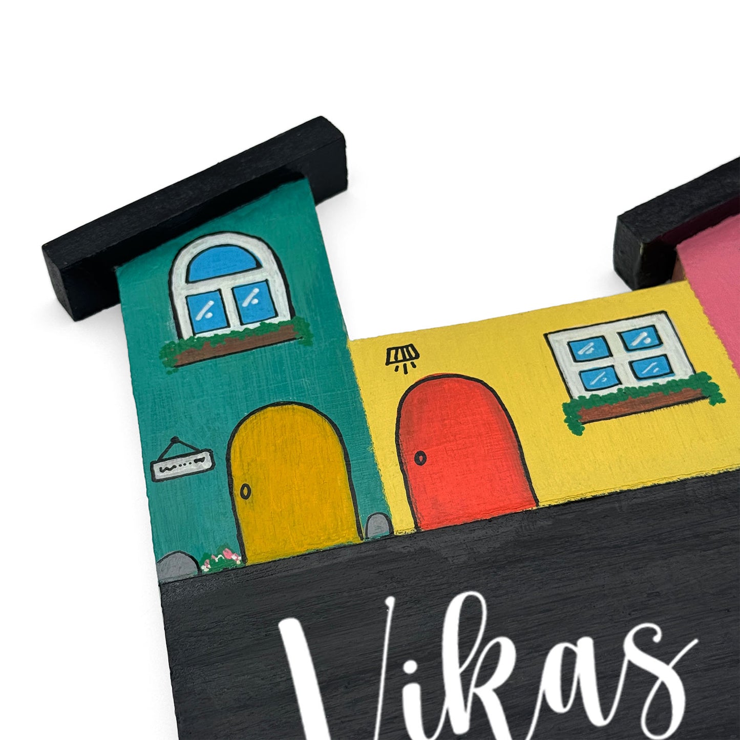 Hut-Shaped Hand-Painted Wooden Name Plate For Home - Hut Board Design 1