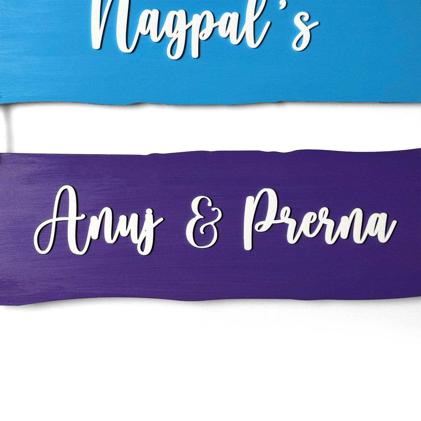 Birds Themed Hand-Painted Wooden Name Plate For Home - Two Planks