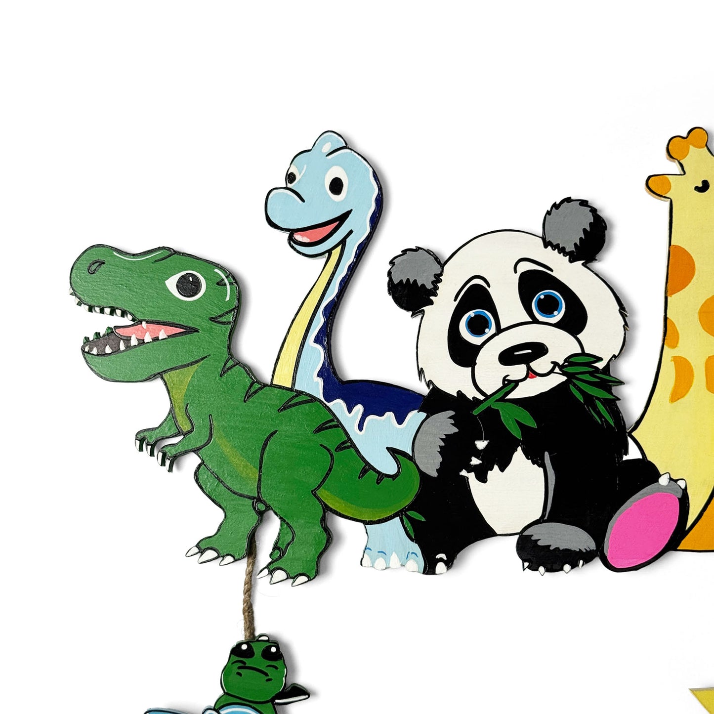 Animal and Dinosaur Themed  Hand-Painted Wooden Kids Name Plate