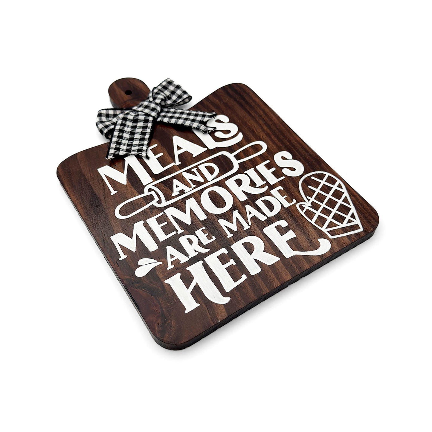 Meals And Memories Are Made Here Hand-Painted Wooden Chopping Board Kitchen Wall Hanging - Wooden Finish