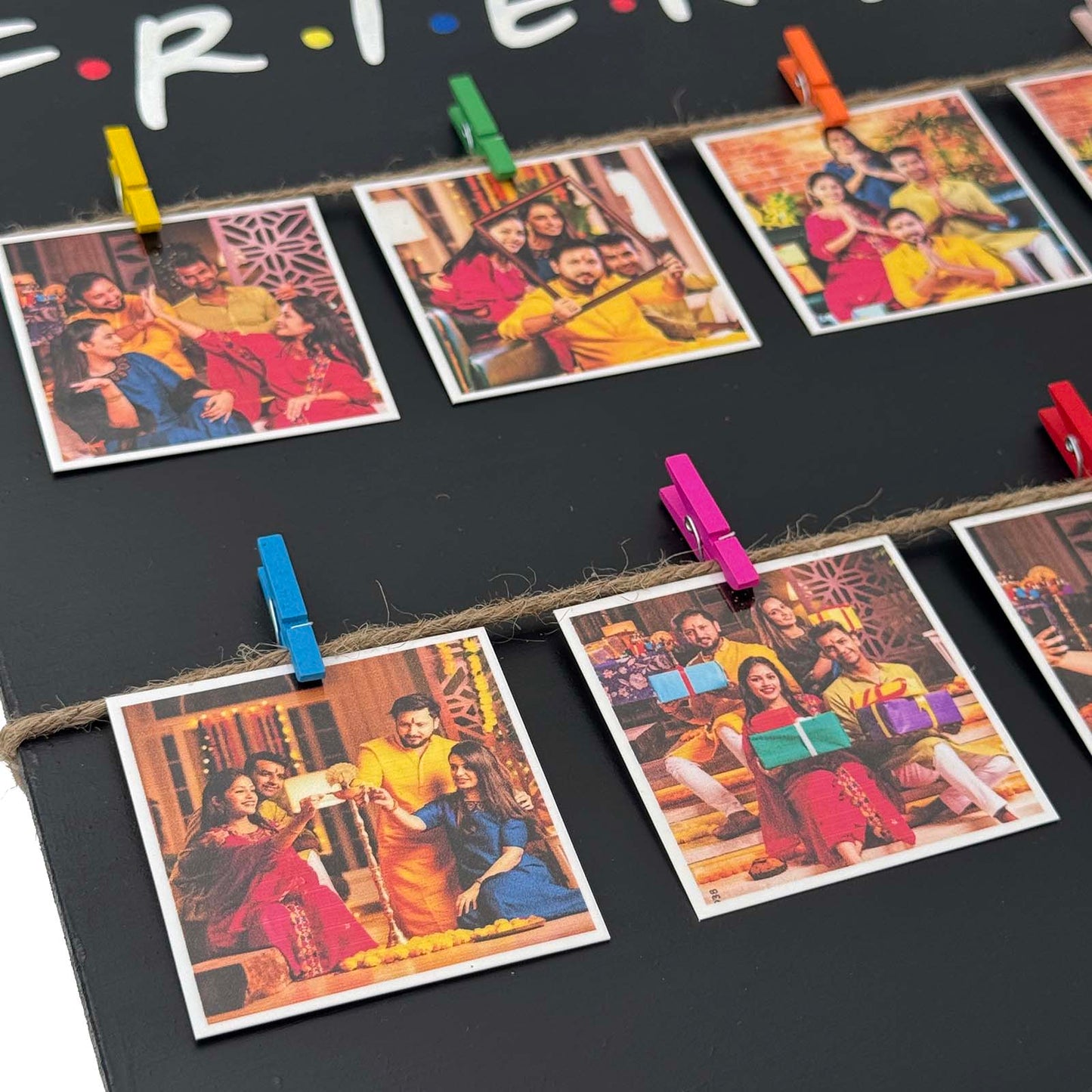 F.R.I.E.N.D.S. Hand-Painted Wooden Photo Holder - Black