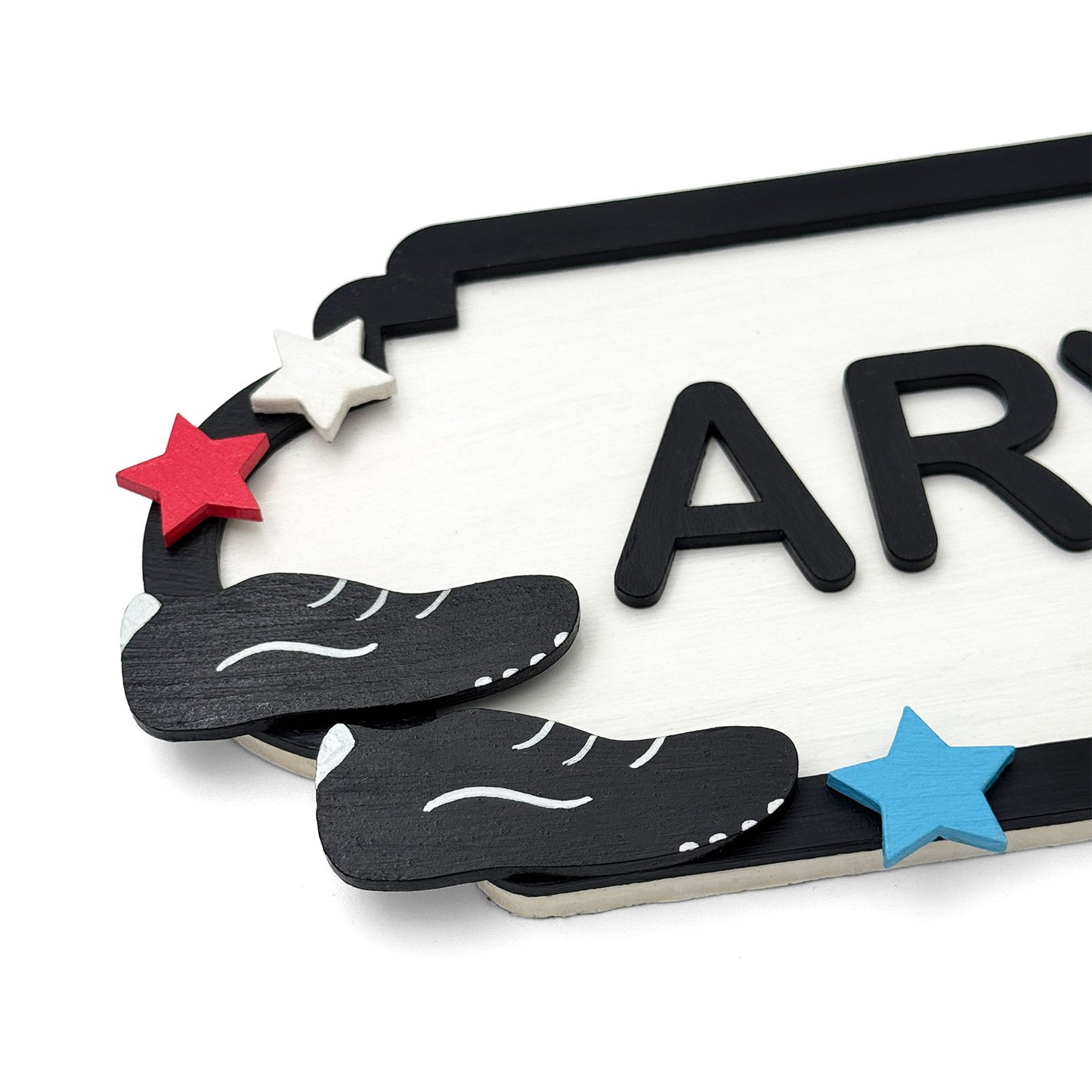 Soccer Football Themed Hand-Painted Wooden Kids Name Plate