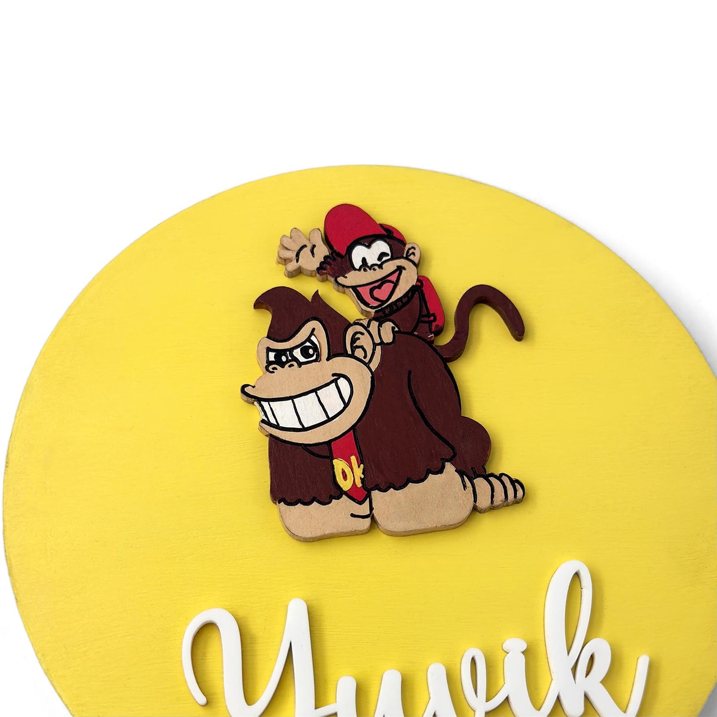 Donkey Kong Themed Hand-Painted Wooden Name Plate For Kids