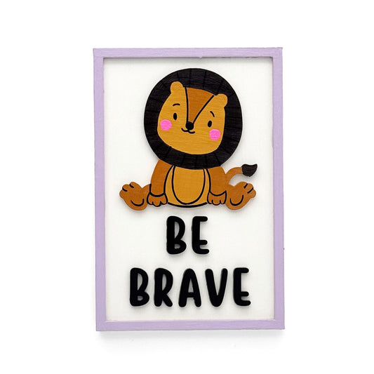 Be Brave Hand-Painted Wooden Kids Wall Frame - Light Purple