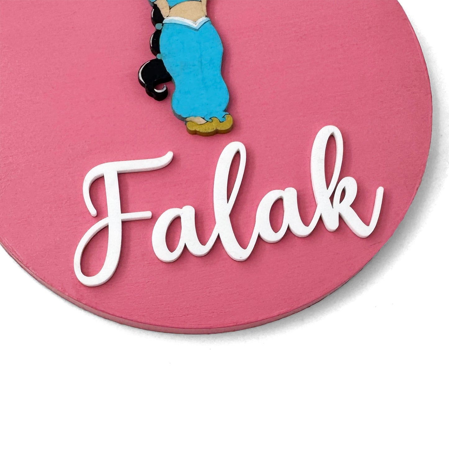 Disney Princess Jasmine Themed Hand-Painted Wooden Name Plate For Kids