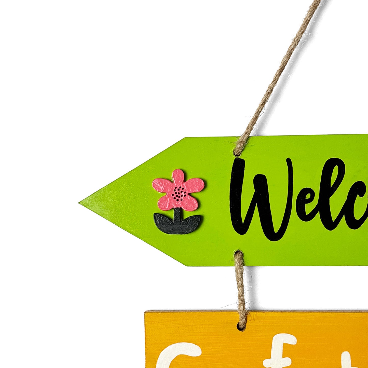 Welcome To Our Home Hand-Painted Wooden Arrow Plank Wall Hanging - Design 12