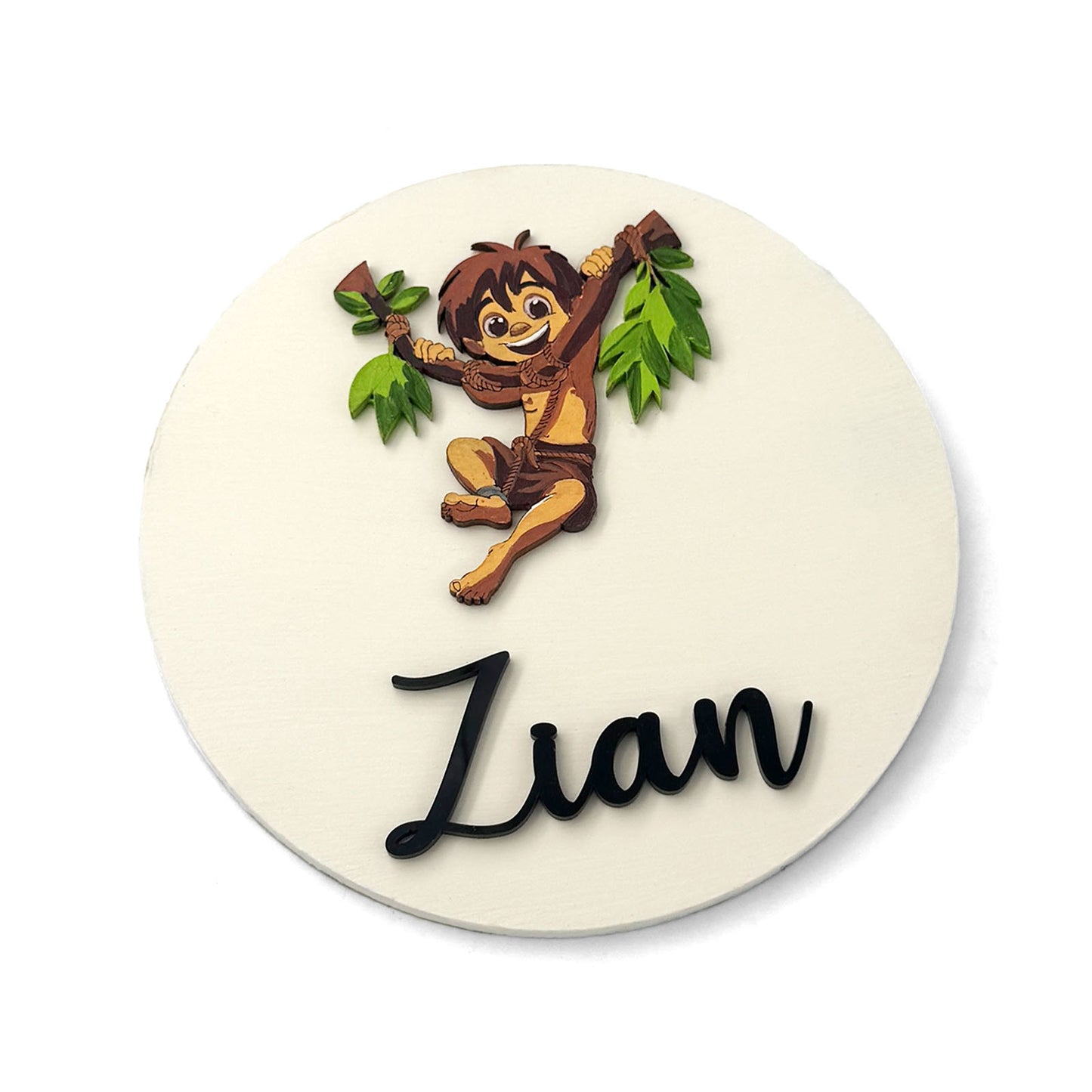 Mowgli Themed Hand-Painted Wooden Name Plate For Kids