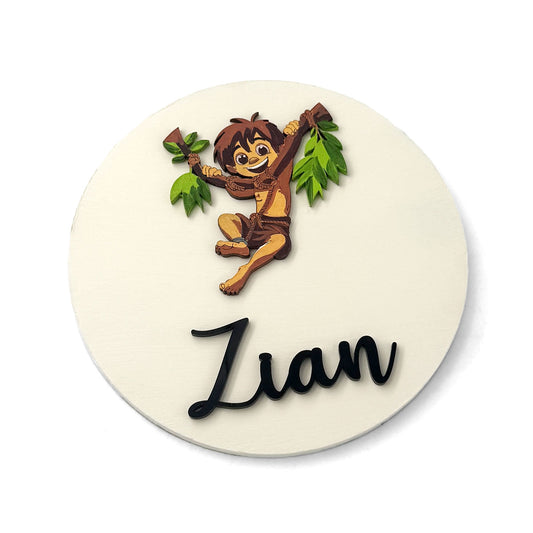 Mowgli Themed Hand-Painted Wooden Name Plate For Kids