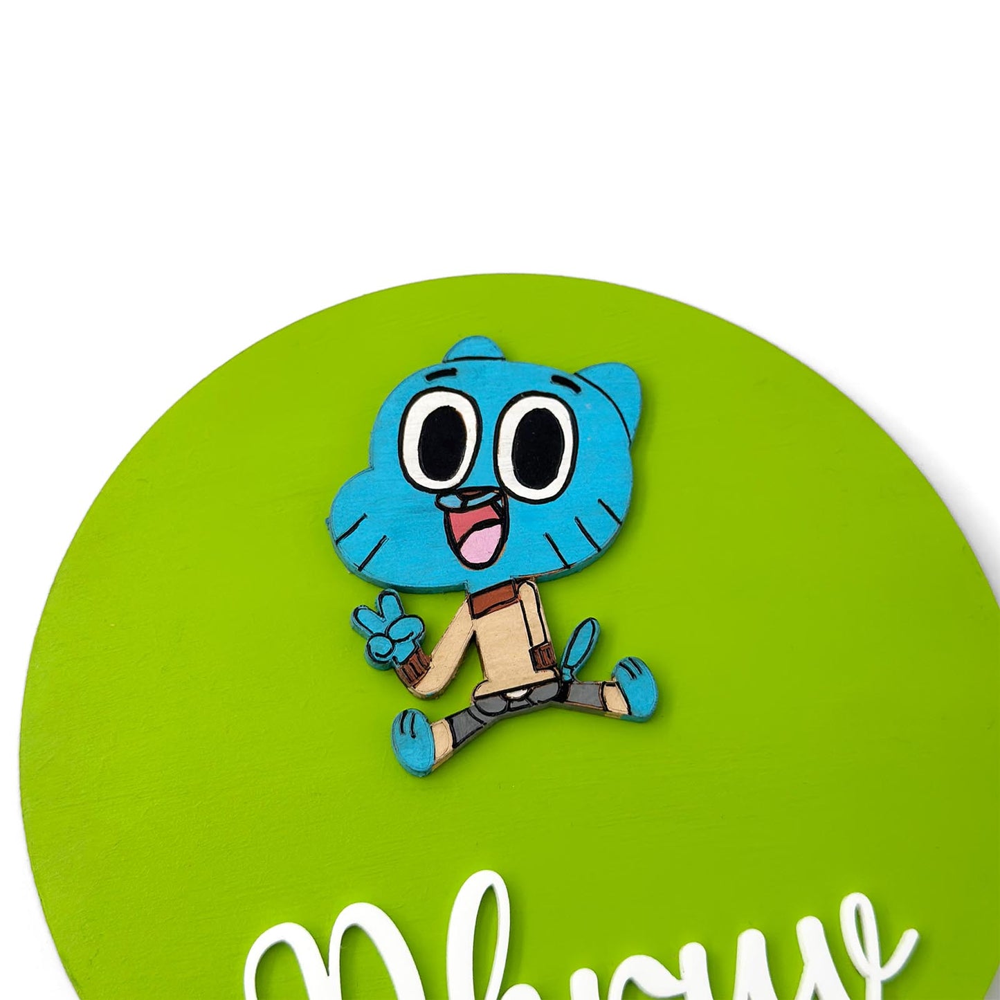 Gumball Themed Hand-Painted Wooden Name Plate For Kids