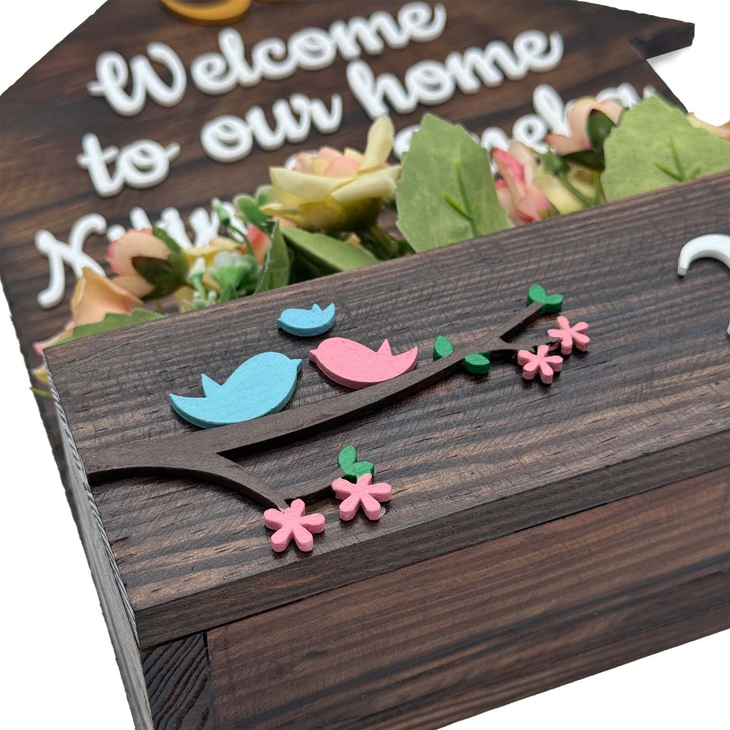 Hut-Shaped Hand-Painted Wooden Planter Name Plate For Home - Wooden Finish