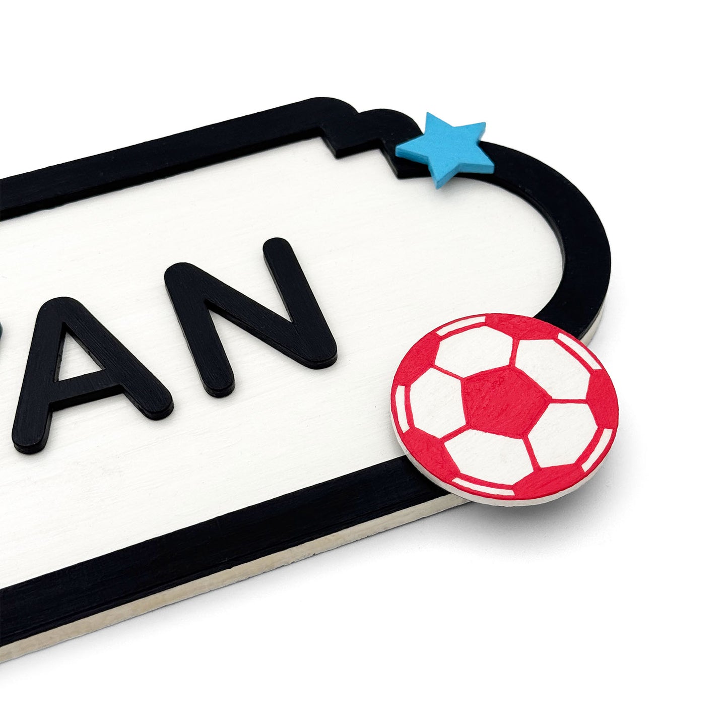 Soccer Football Themed Hand-Painted Wooden Kids Name Plate