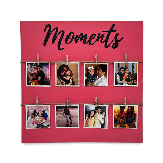 Moments Hand-Painted Wooden Photo Holder - Pink
