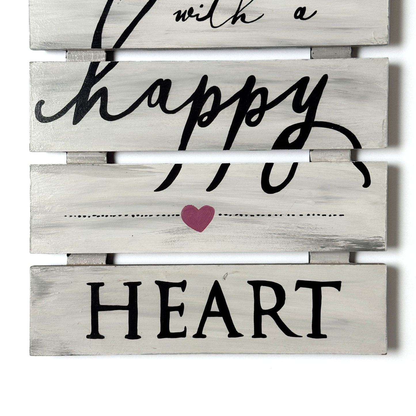 Start Each Day With A Happy Heart Hand-Painted Wooden Wall Hanging