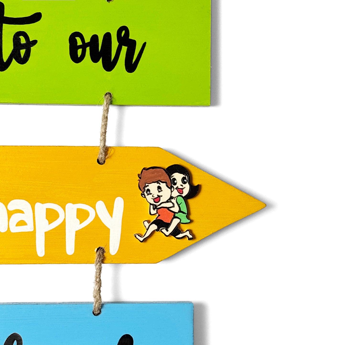 Welcome To Our Home Hand-Painted Wooden Arrow Plank Wall Hanging - Design 12