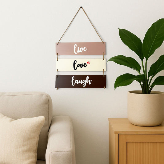 Live Love Laugh Hand-Painted Wooden Plank Wall Hanging