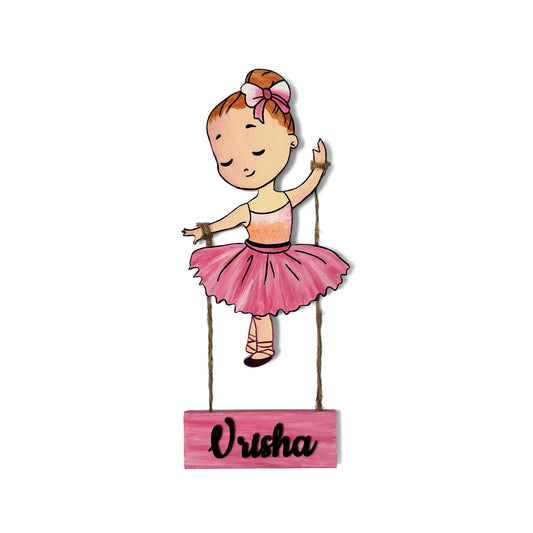 Doll Themed Hand-Painted Wooden Kids Name Plate