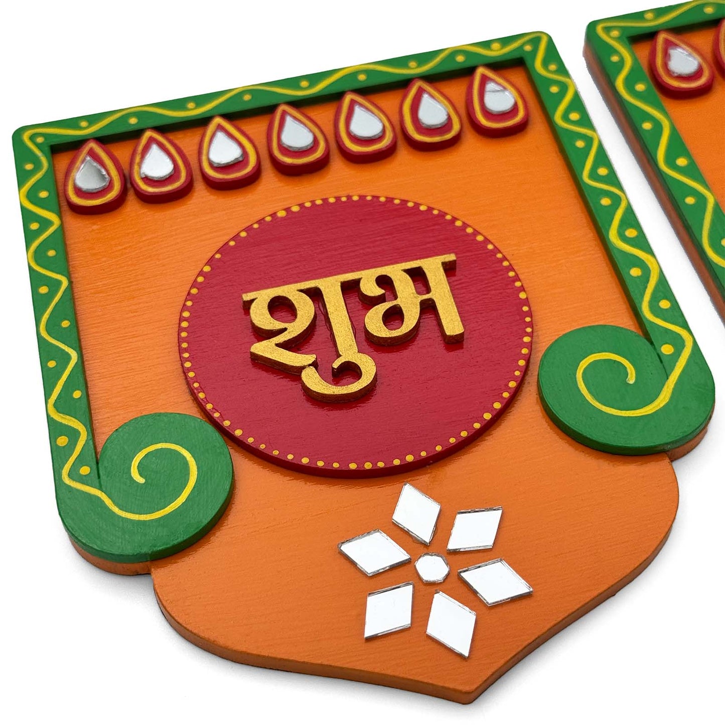 Shubh Labh Hand-Painted Wooden Wall Hanging - Design 2