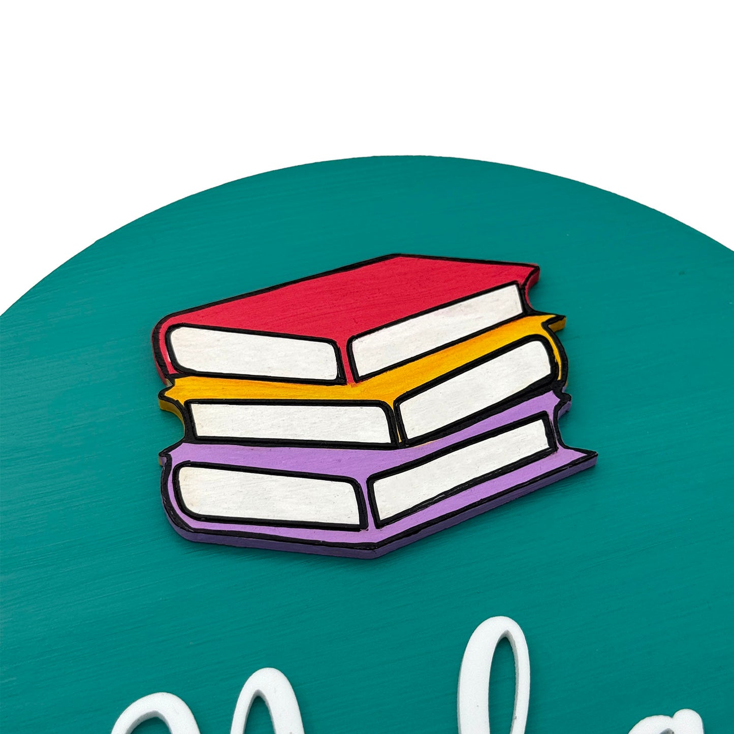 Book Themed Hand-Painted Wooden Mini Kids Name Plate