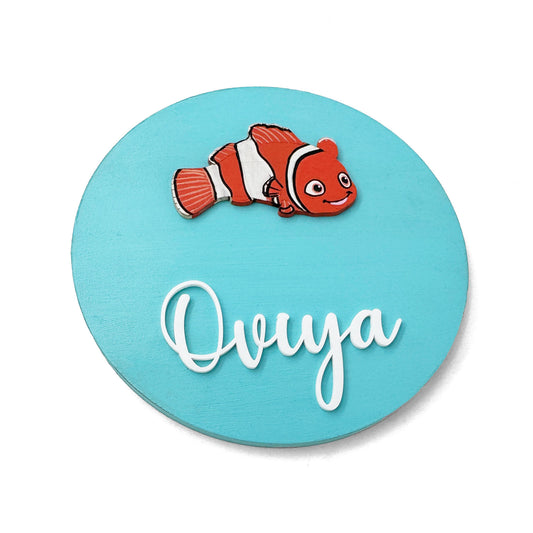 Finding Nemo Themed Hand-Painted Wooden Name Plate For Kids