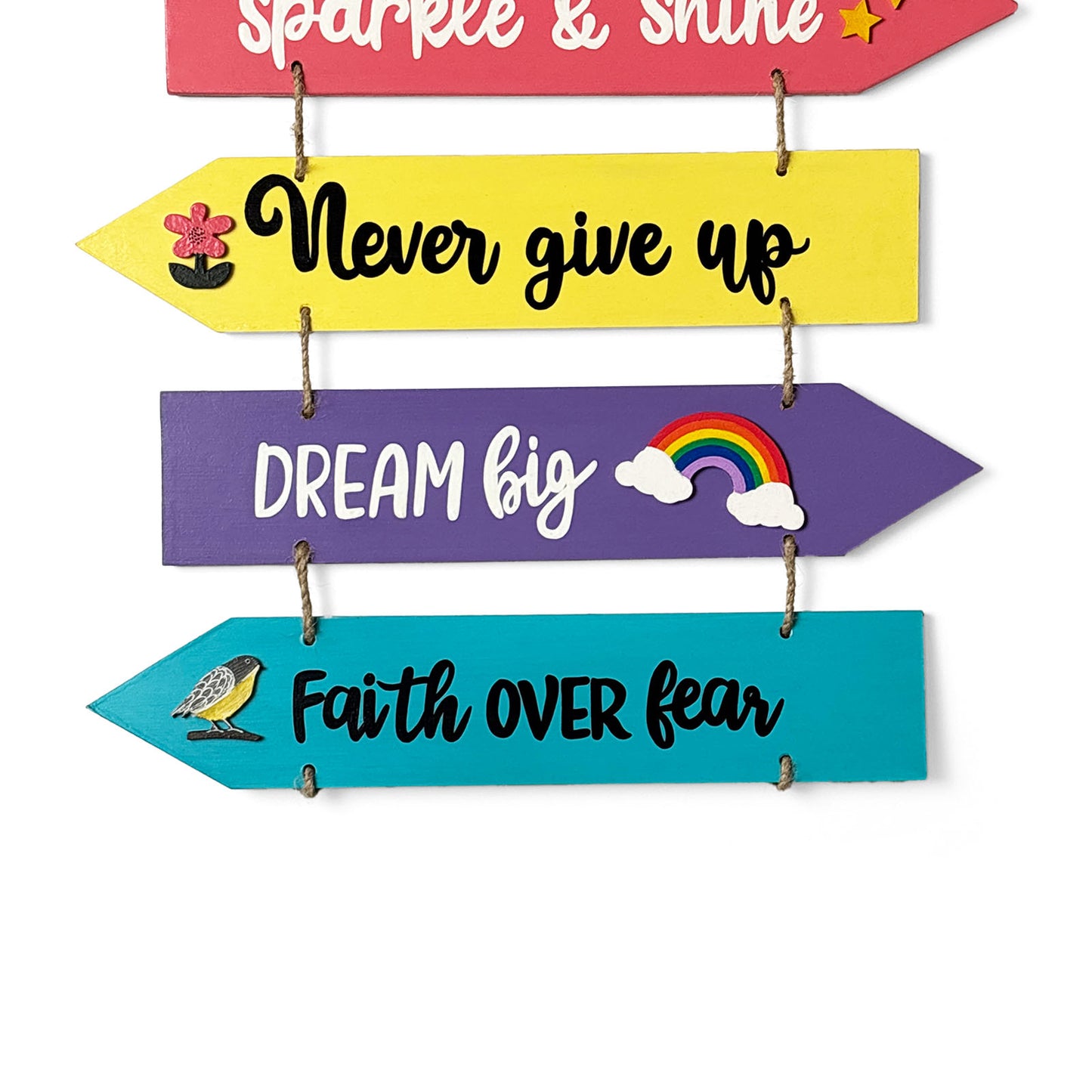 Motivational Quotes Hand-Painted Wooden Arrow Plank Wall Hanging - Design 1