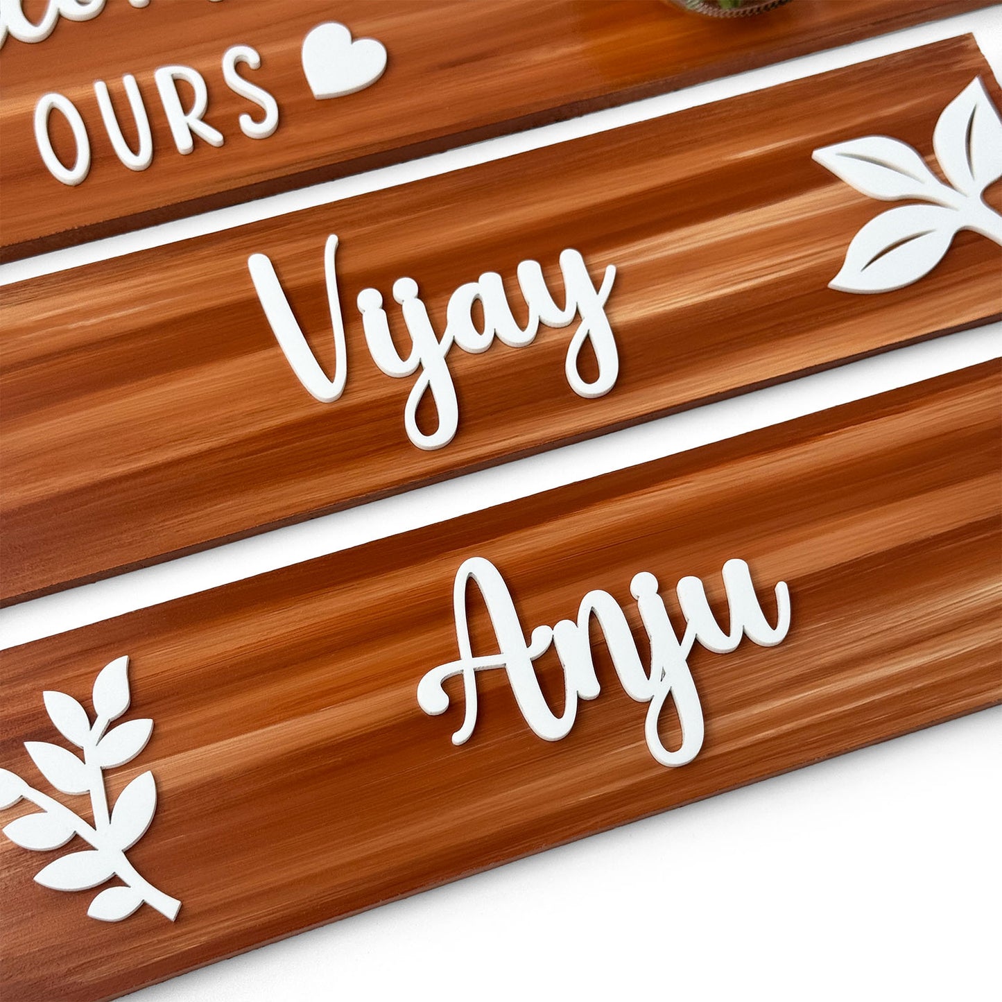 Every Family Has A Story Welcome To Ours Hand-Painted Wooden Name Plate With Jar For Home - Jar Board & Two Planks