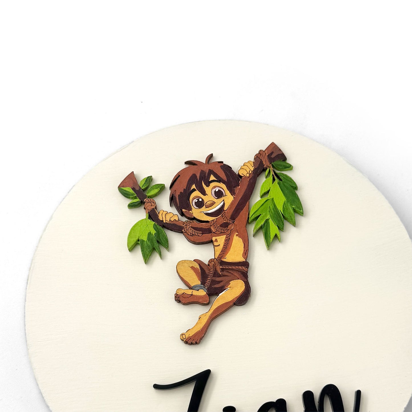 Mowgli Themed Hand-Painted Wooden Name Plate For Kids